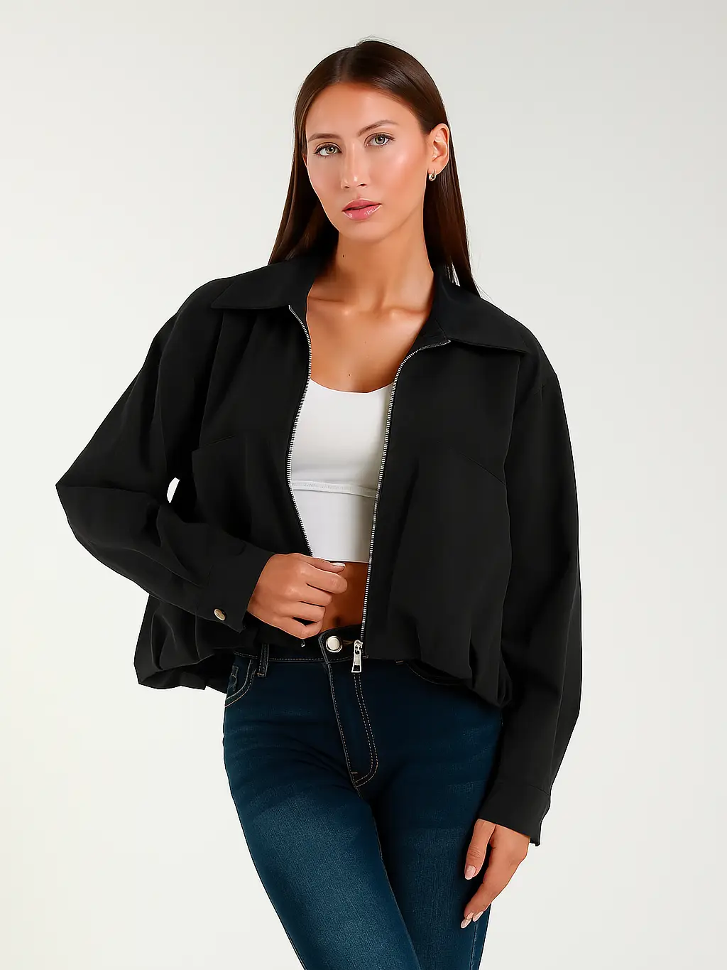 Bomberjack met Kentkraag zwart