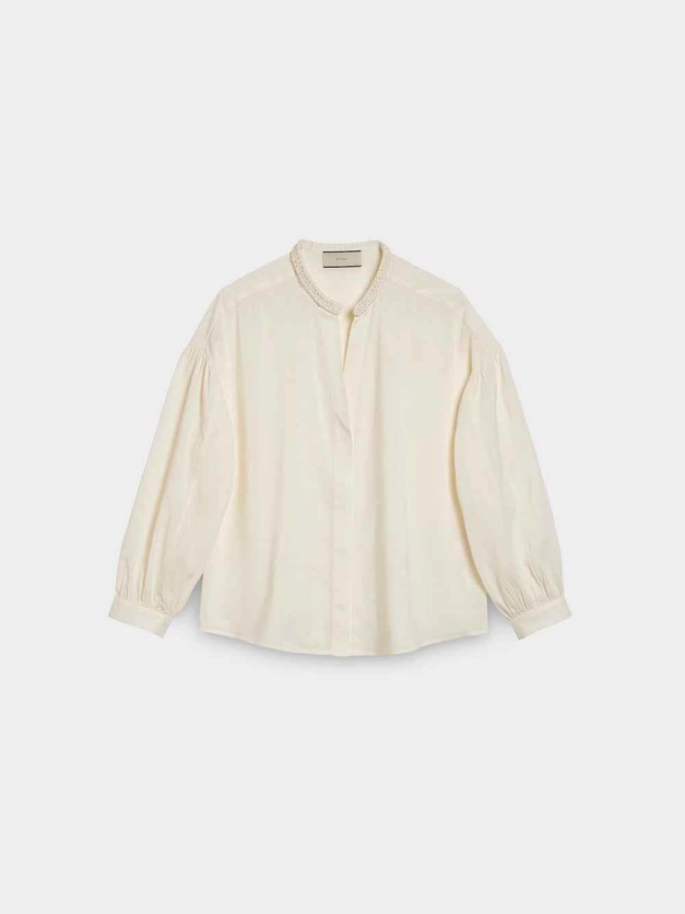 Batiste blouse Macramé kraag
