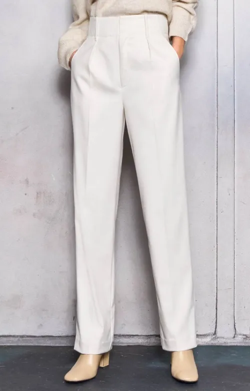 Flanellen broek Pearl white