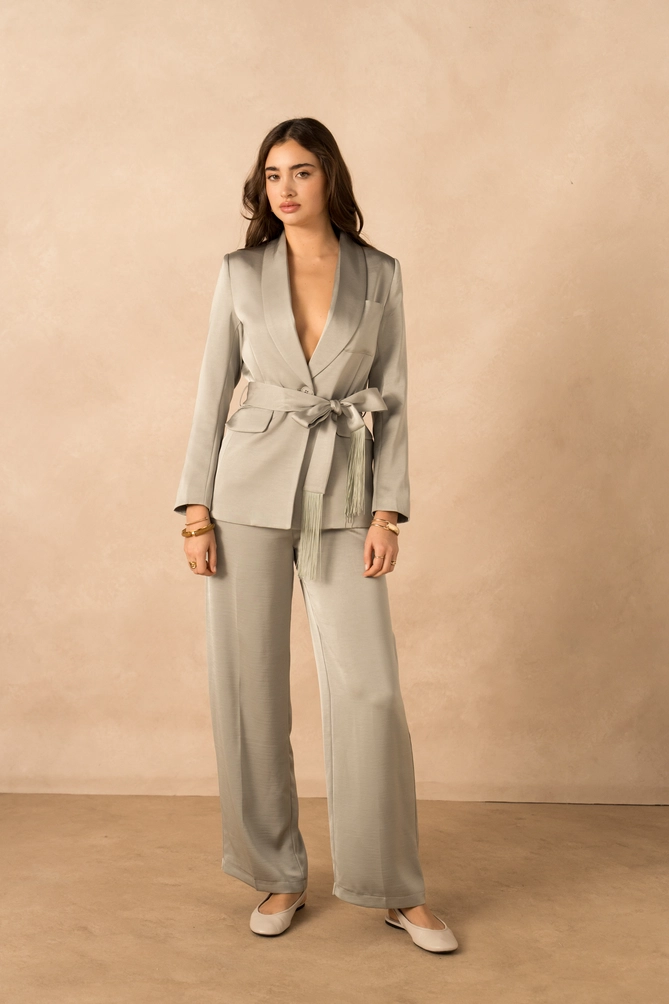 Satijnen colbert Celadon